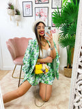Completo Giacca e Short fiori verdi