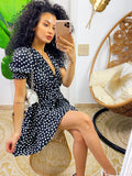 Abito a cuori nero con cintura
