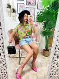 Camicia crop stampa a fiori