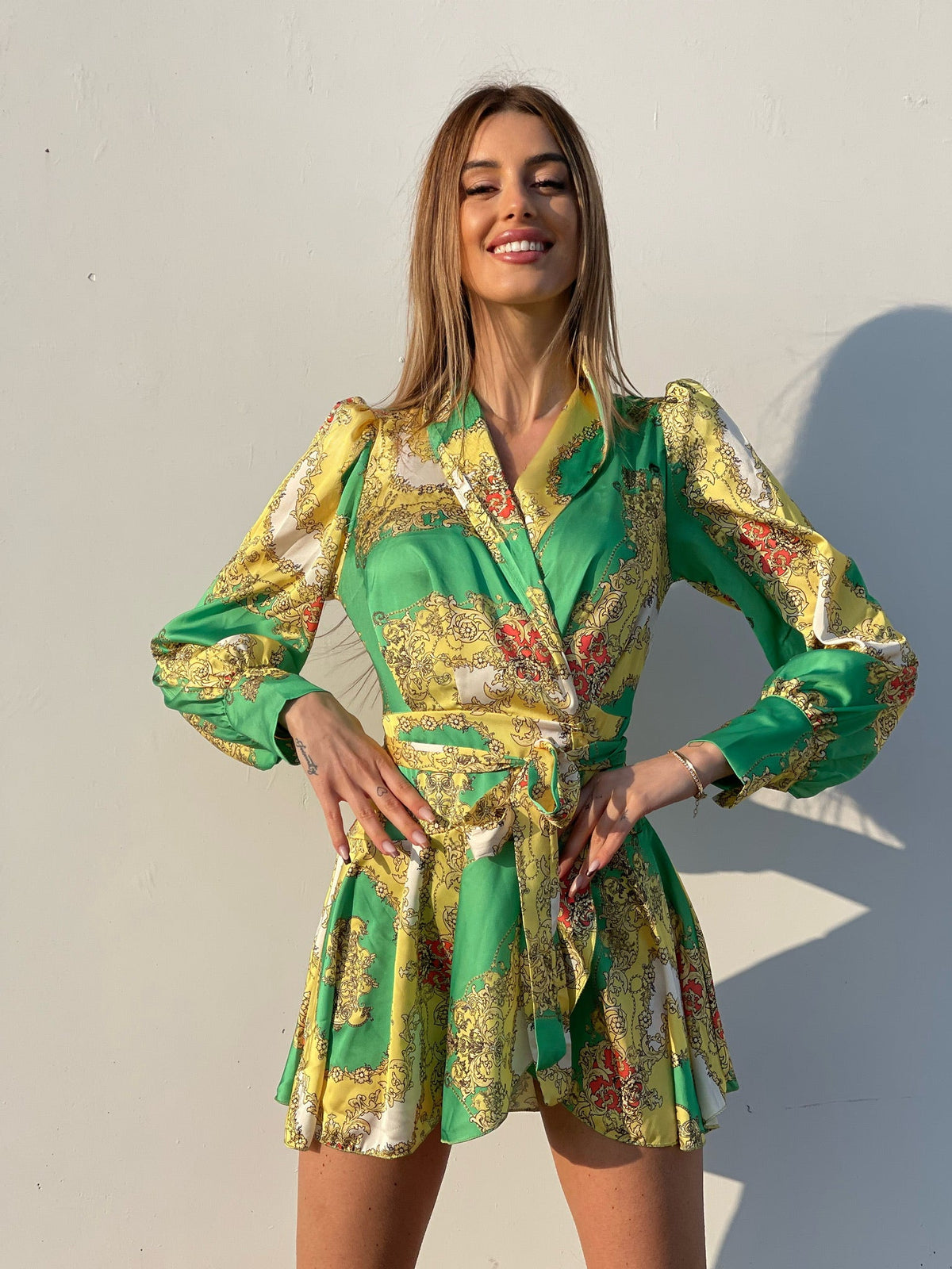 Abito etnico giallo e verde