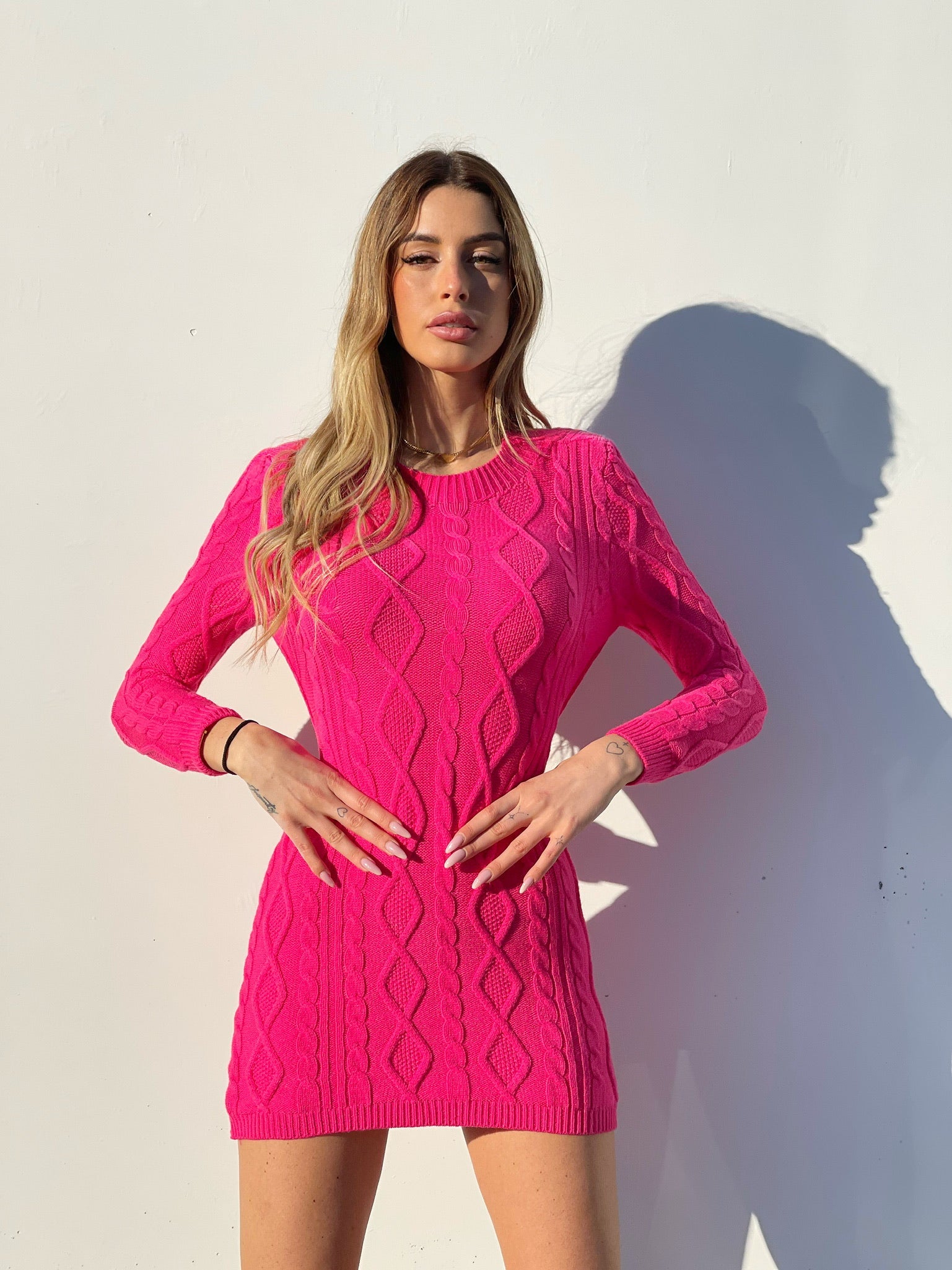 Abito a trecce schiena aperta Fuxia