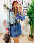 Camicia etnica base blu