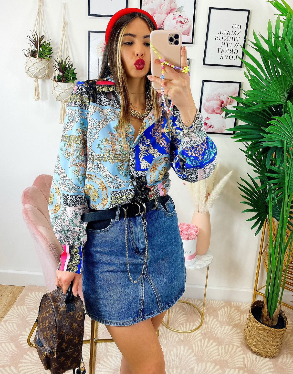 Camicia etnica base blu