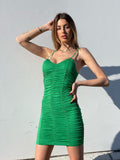 Abito aderente arricciato verde