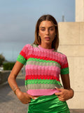 Maglia rosa e verde con cuori