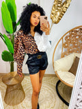 Camicia animalier bicolore