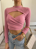 Top a costine rosa