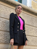 Completo giacca e gonna bottoni oro nero