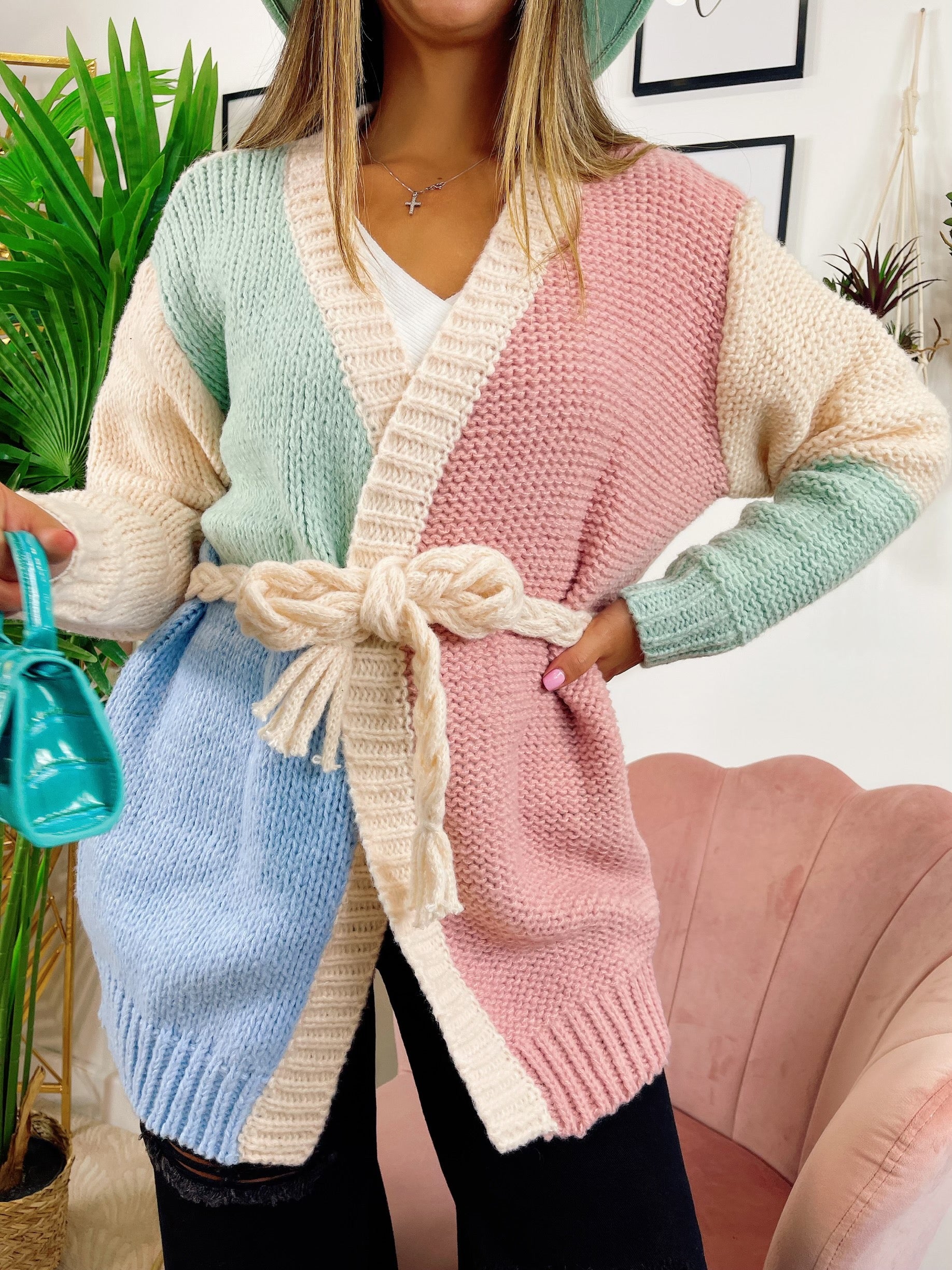 Cardigan Rainbow quality dettaglio celeste
