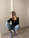 Maglioncino nero con bottoni gioiello