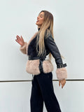 Giaccone nero/beige con cintura
