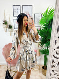 Abito a Kimono stampa cavallo beige