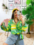 Camicia etnica dettaglio verde con borsetta