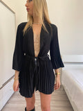 Kimono nero plissè
