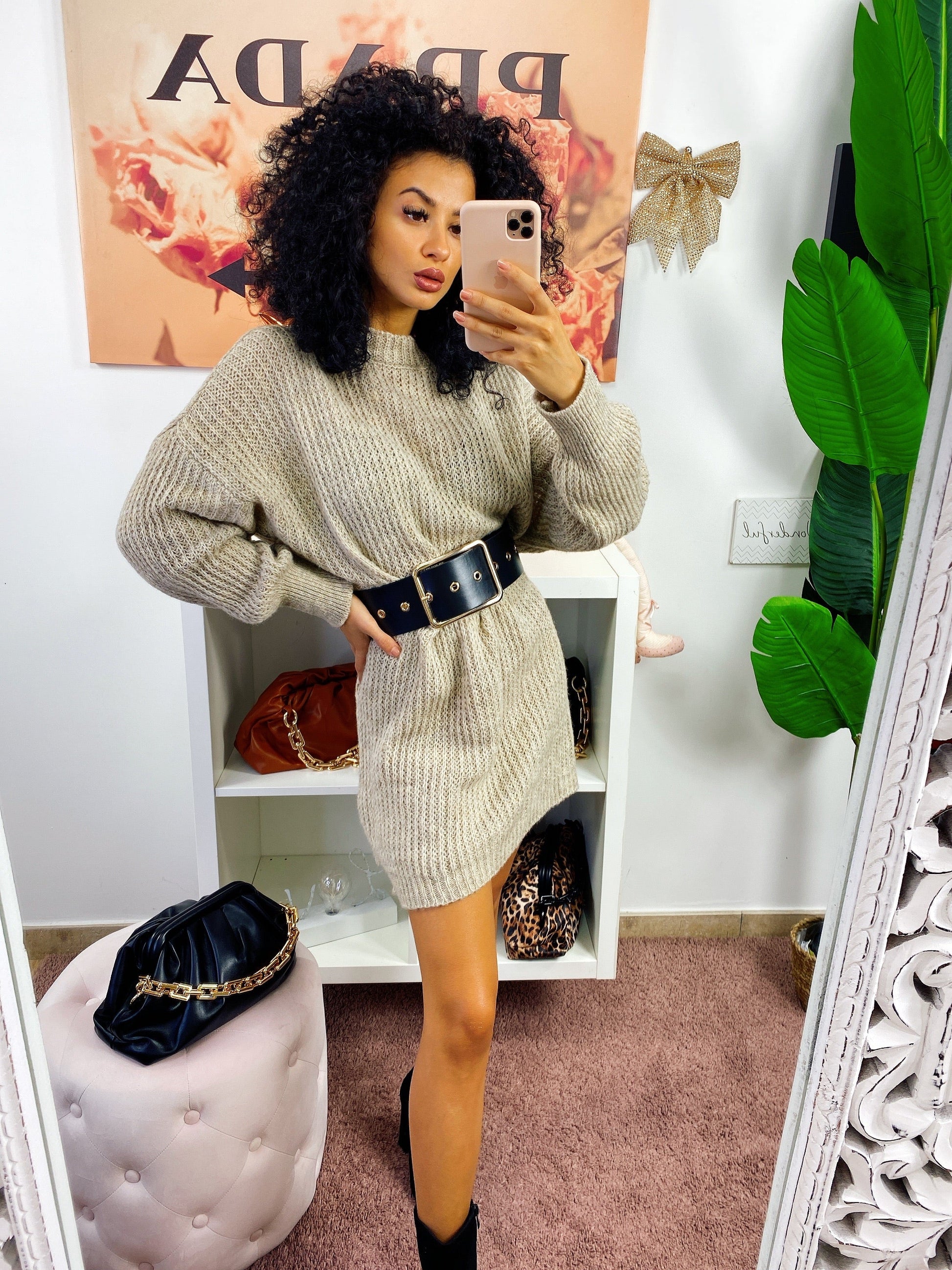 Abito in maglia Beige chiaro