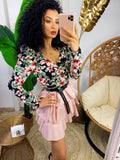 Top a fiorellini rosa e verdi