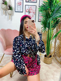Camicia maculata con borsetta Nera
