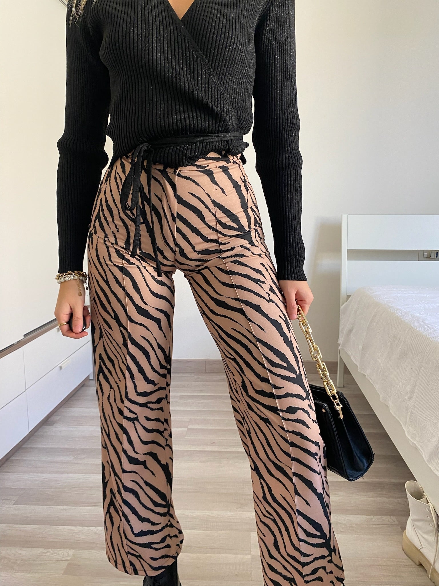 Pantalone a zampa animalier