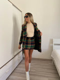 Cappotto check trama verde