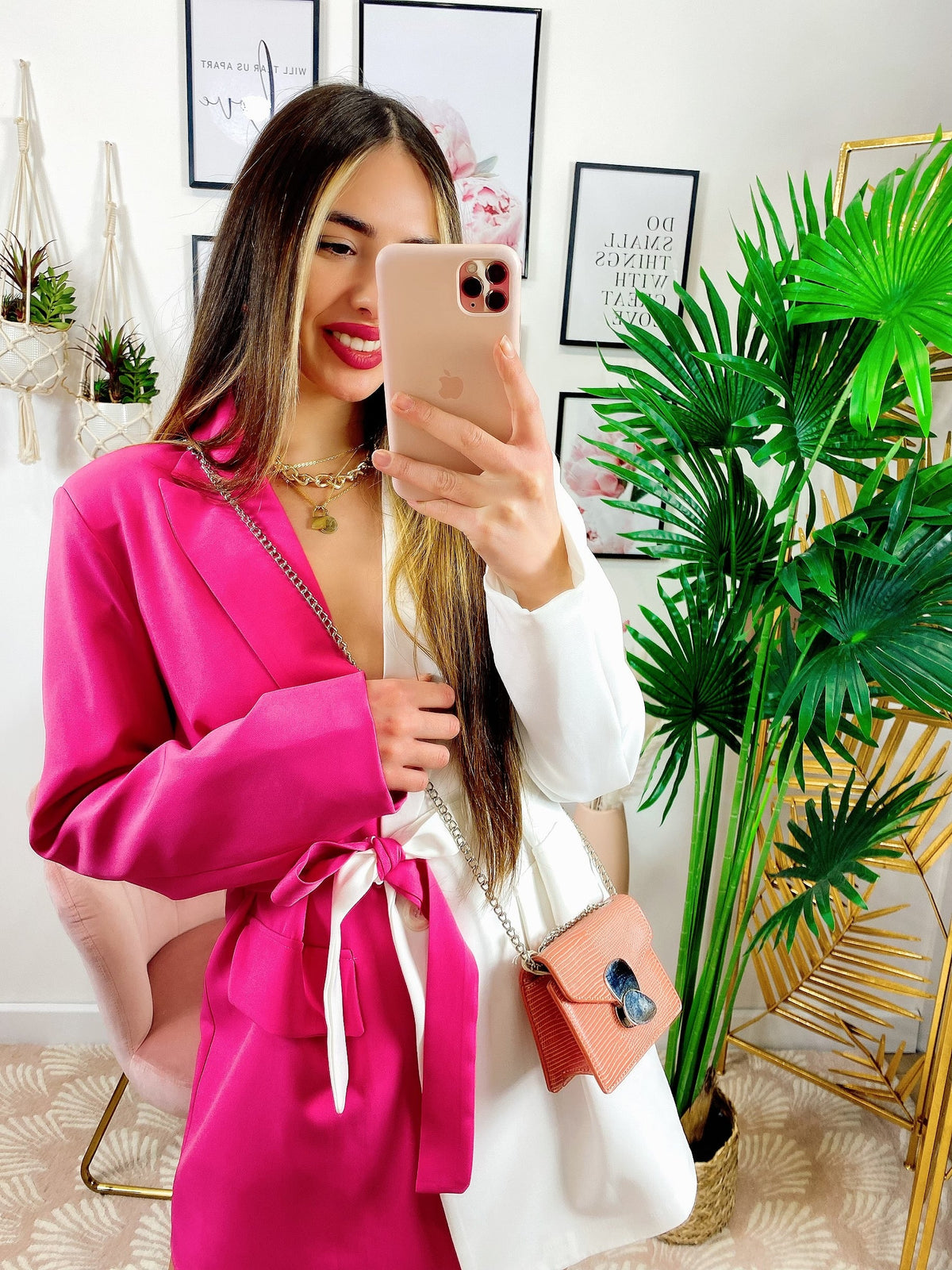 Abito Blazer fucsia Bianco
