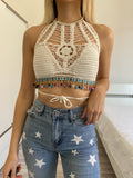 Top crochet con ciondoli