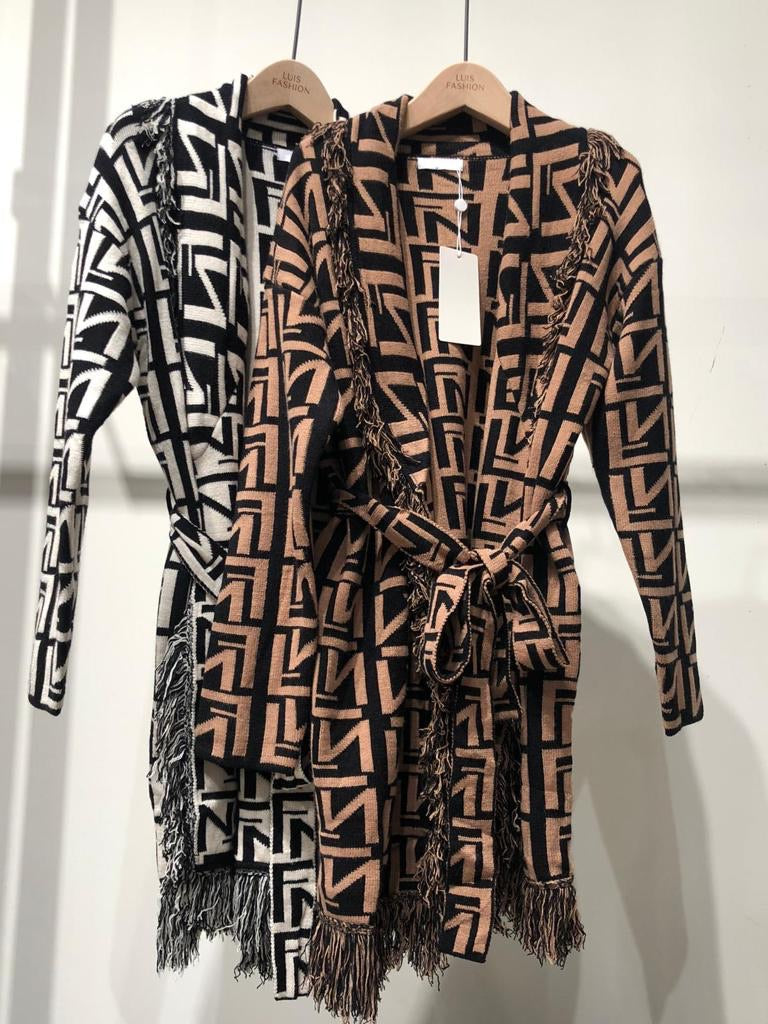 Cardigan Nero/Camel con cinta top Quality