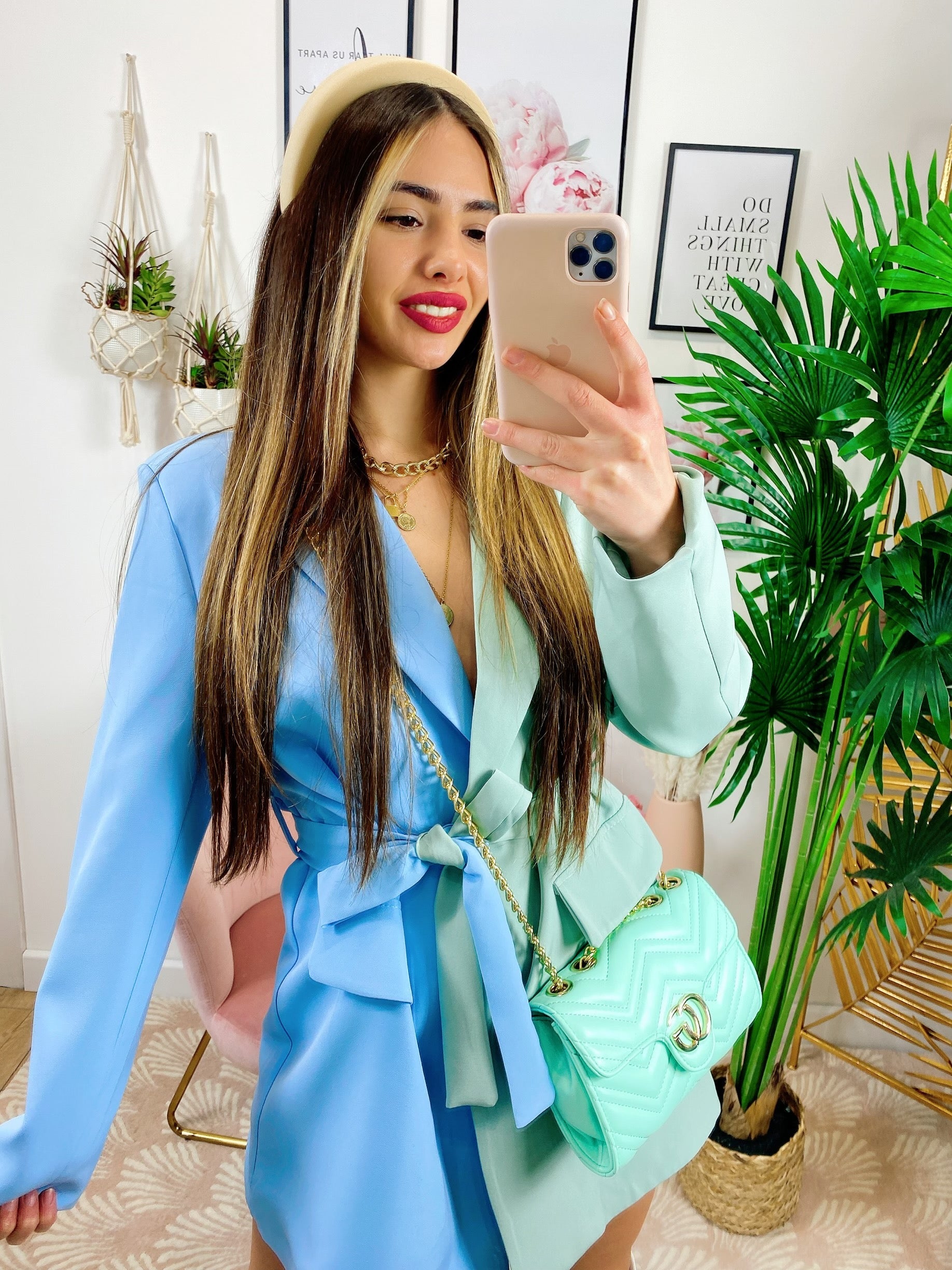Abito Blazer Verde/Celeste