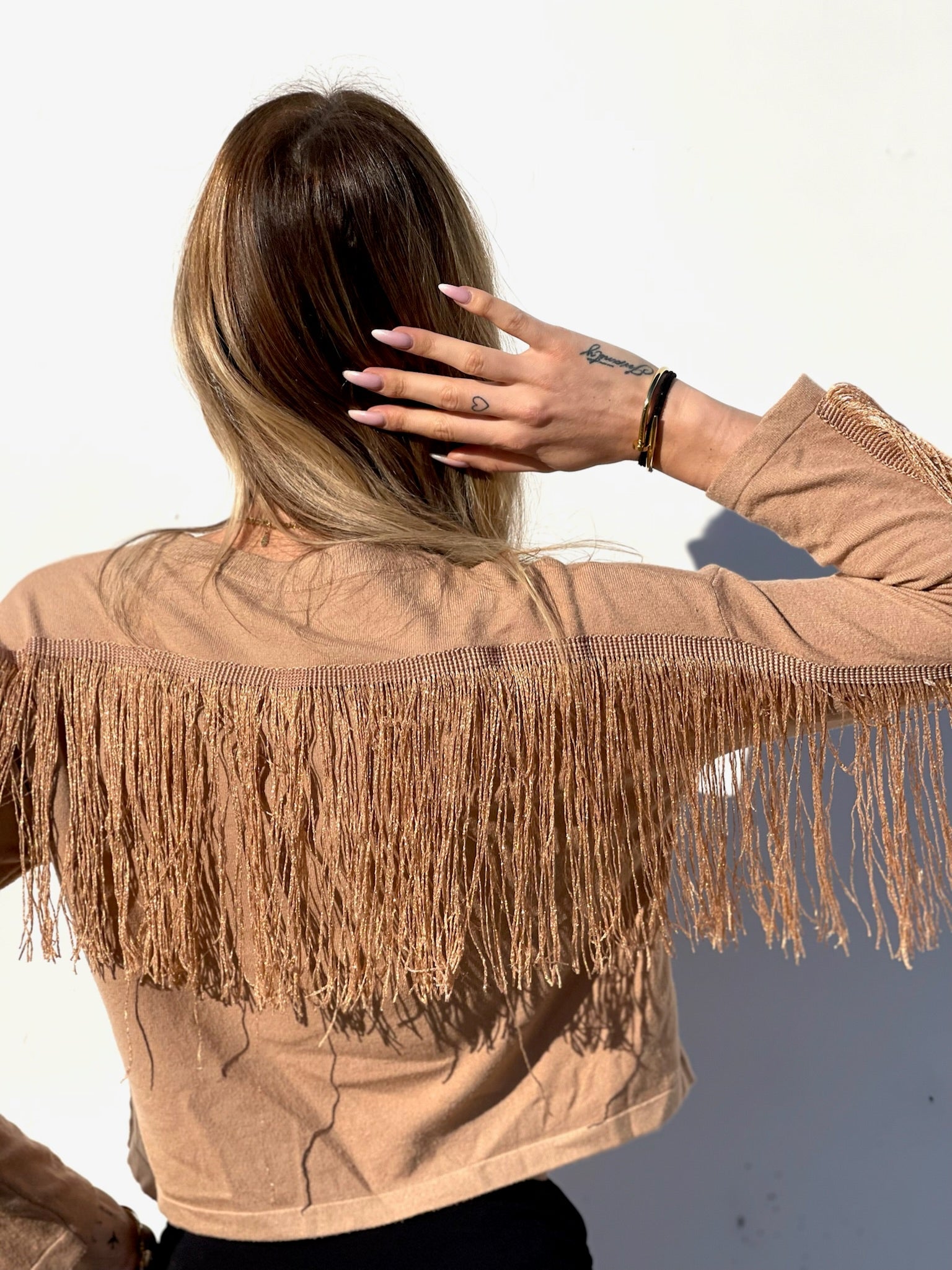 Maglioncino con frange Camel
