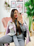Giacca con bottoni Multicolor grigia e lilla