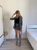 Body monospalla con fiocco nero