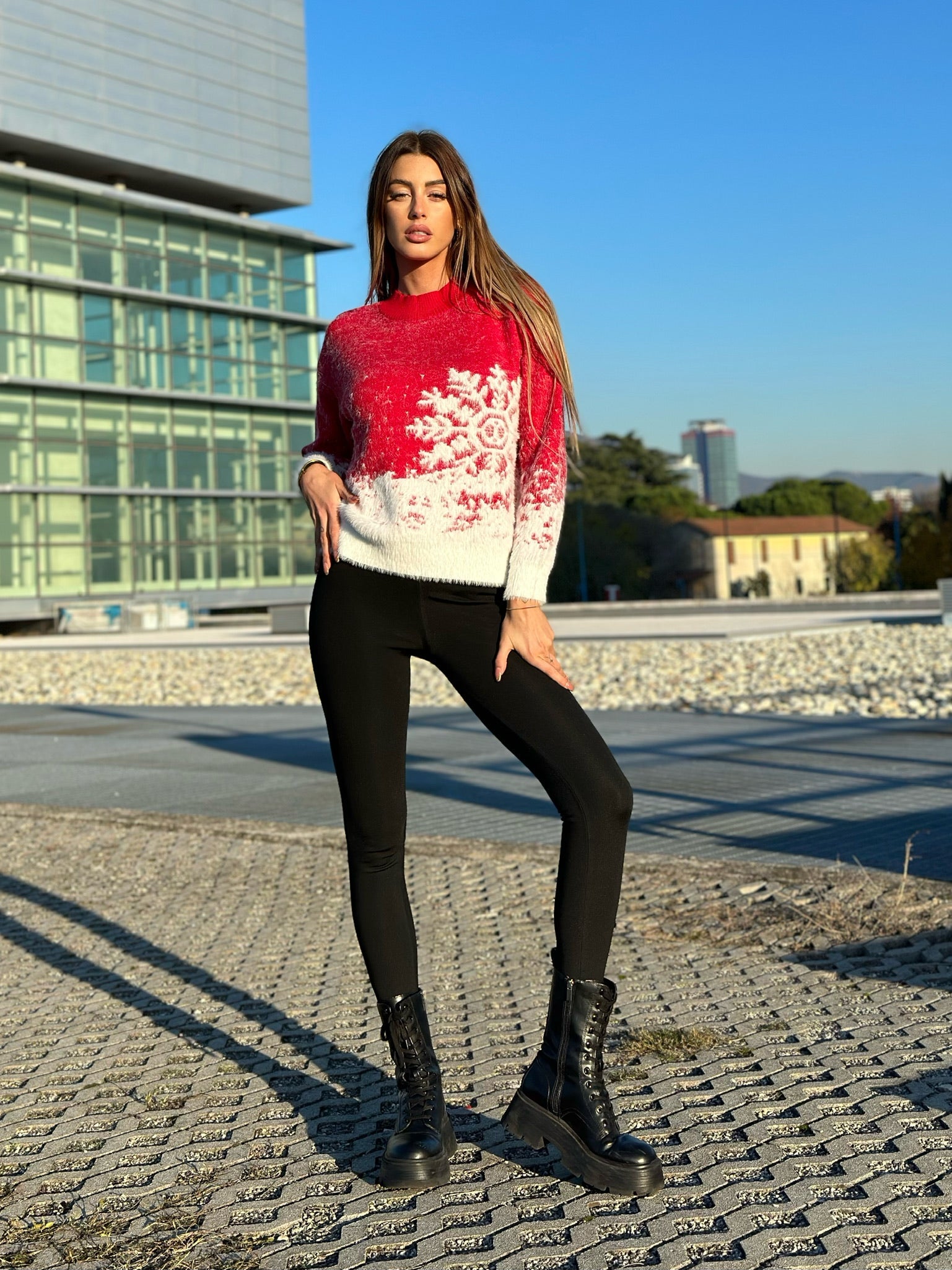 Maxi maglione con fiocco di neve