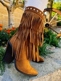 Stivaletto texano con frange camel