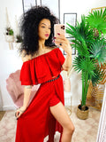 Completo top e gonna rosso