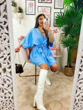 Abito a kimono in raso con cintura