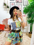 Completo etnico gonna e t-shirt base verde