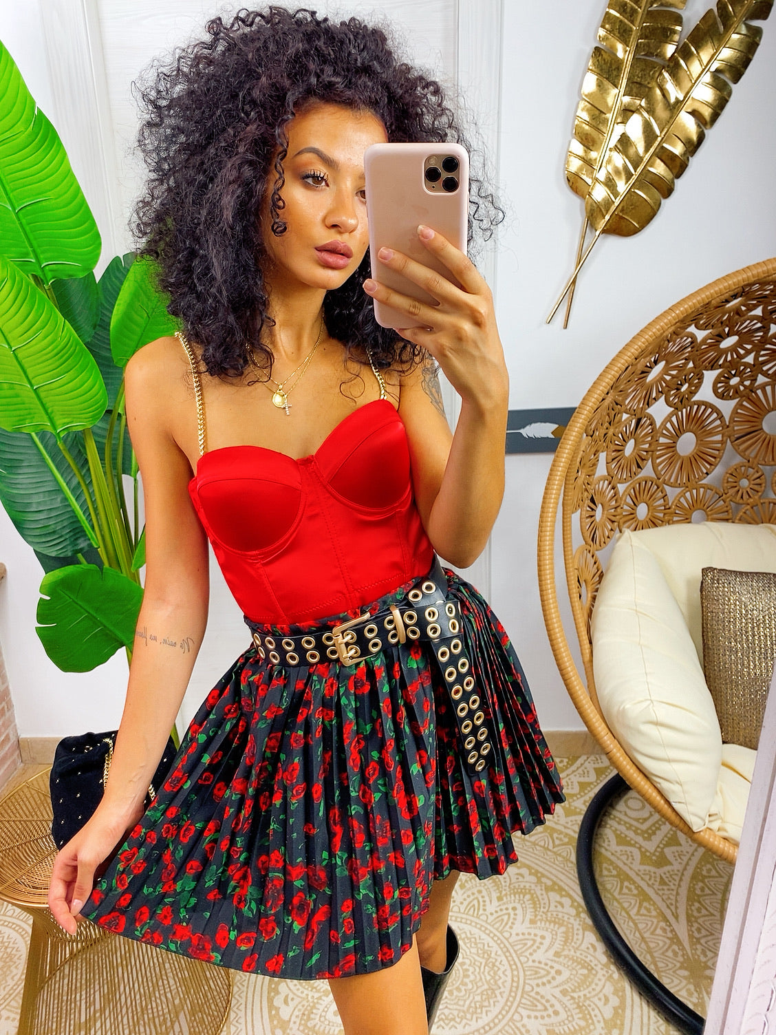 Top a corpetto Rosso