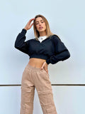 T-shirt più felpa crop