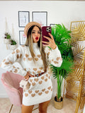 Maxi maglione Bianco a cuori