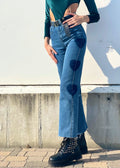 Jeans wide leg con cuori
