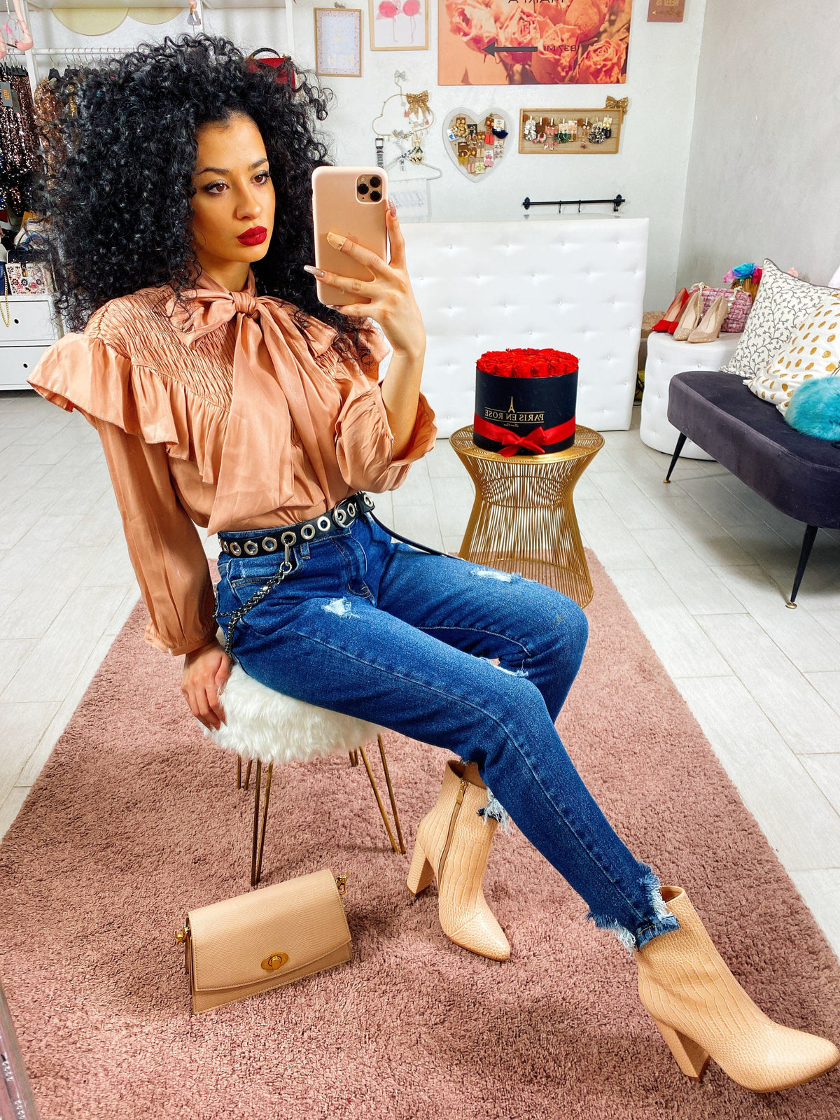 Jeans morbido con strappini