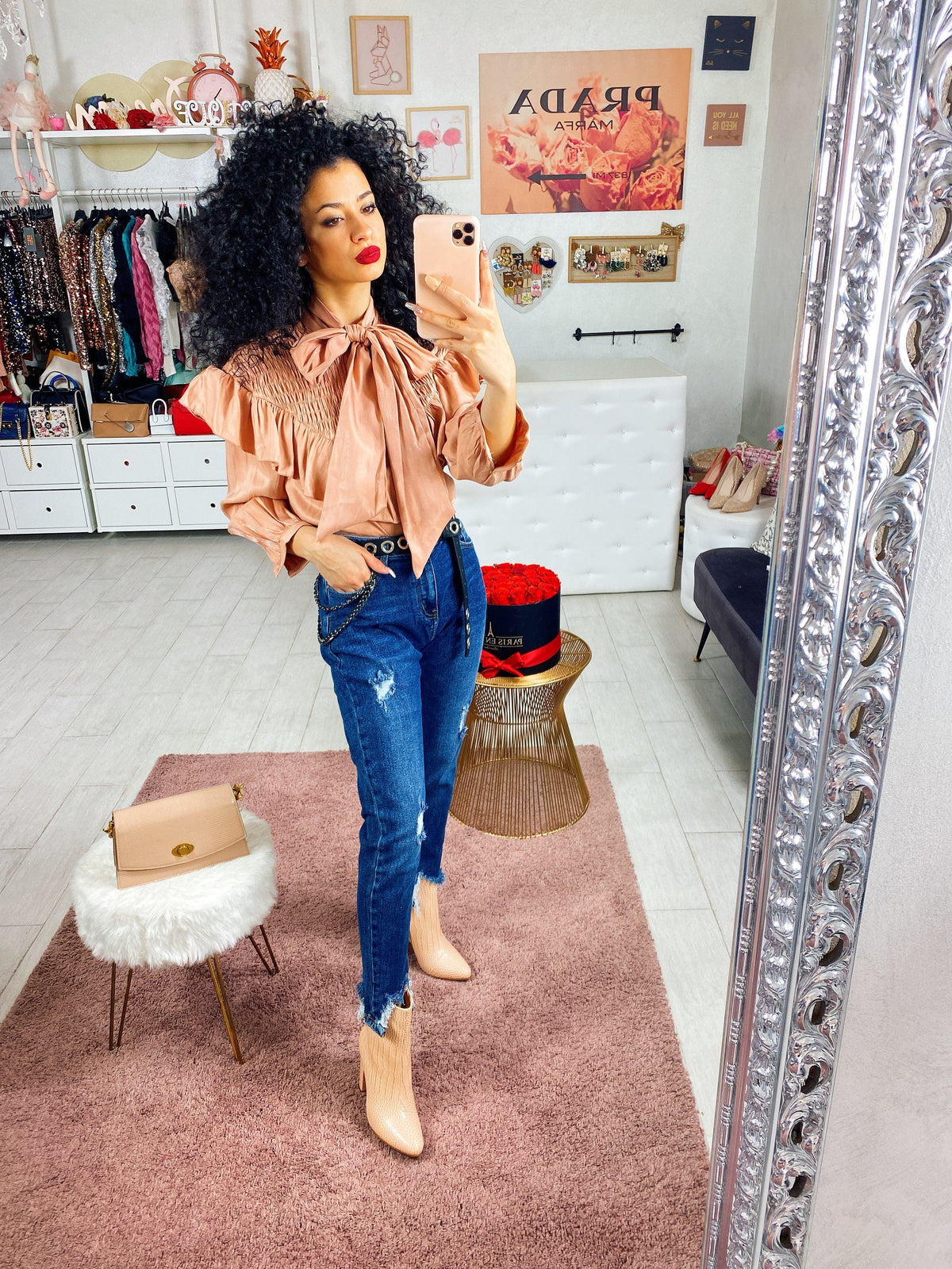 Jeans morbido con strappini