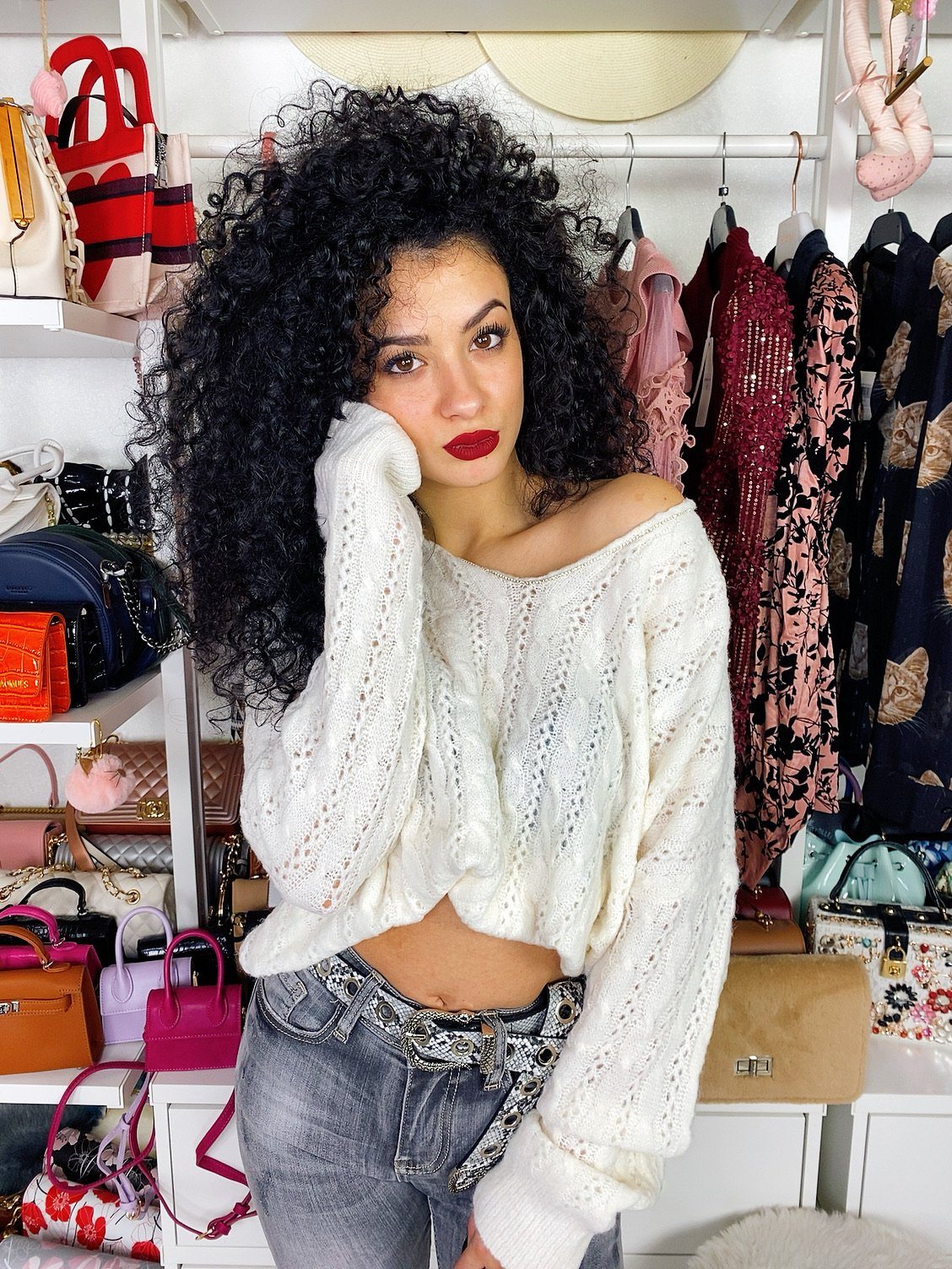 Maglione a trecce con strass