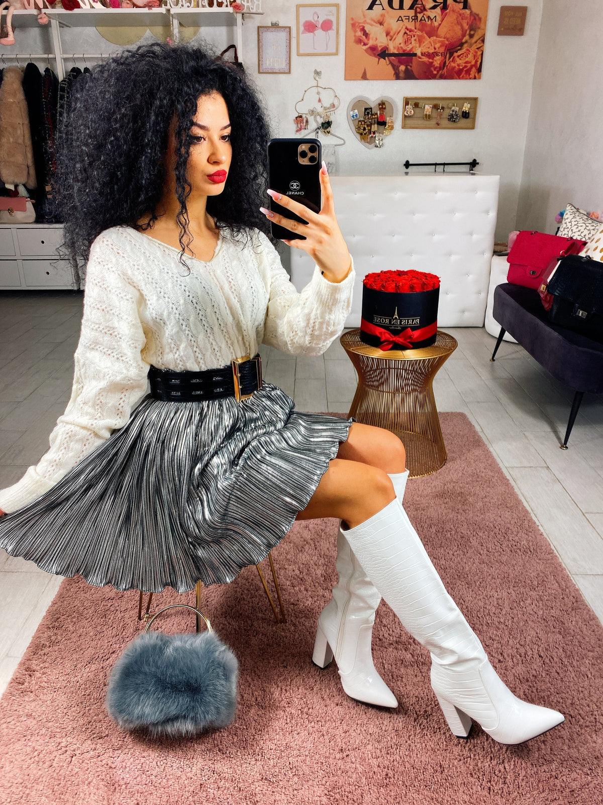 Maglione a trecce con strass