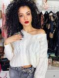 Maglione a trecce con strass