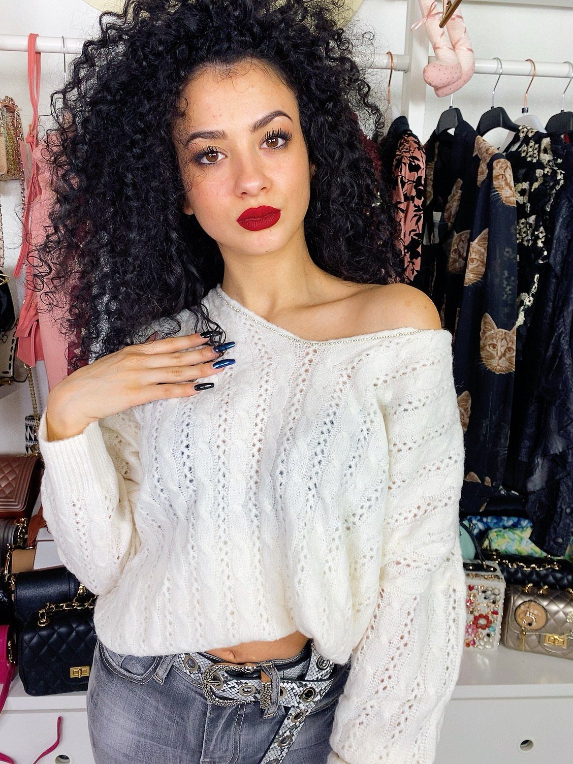 Maglione a trecce con strass