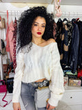 Maglione a trecce con strass
