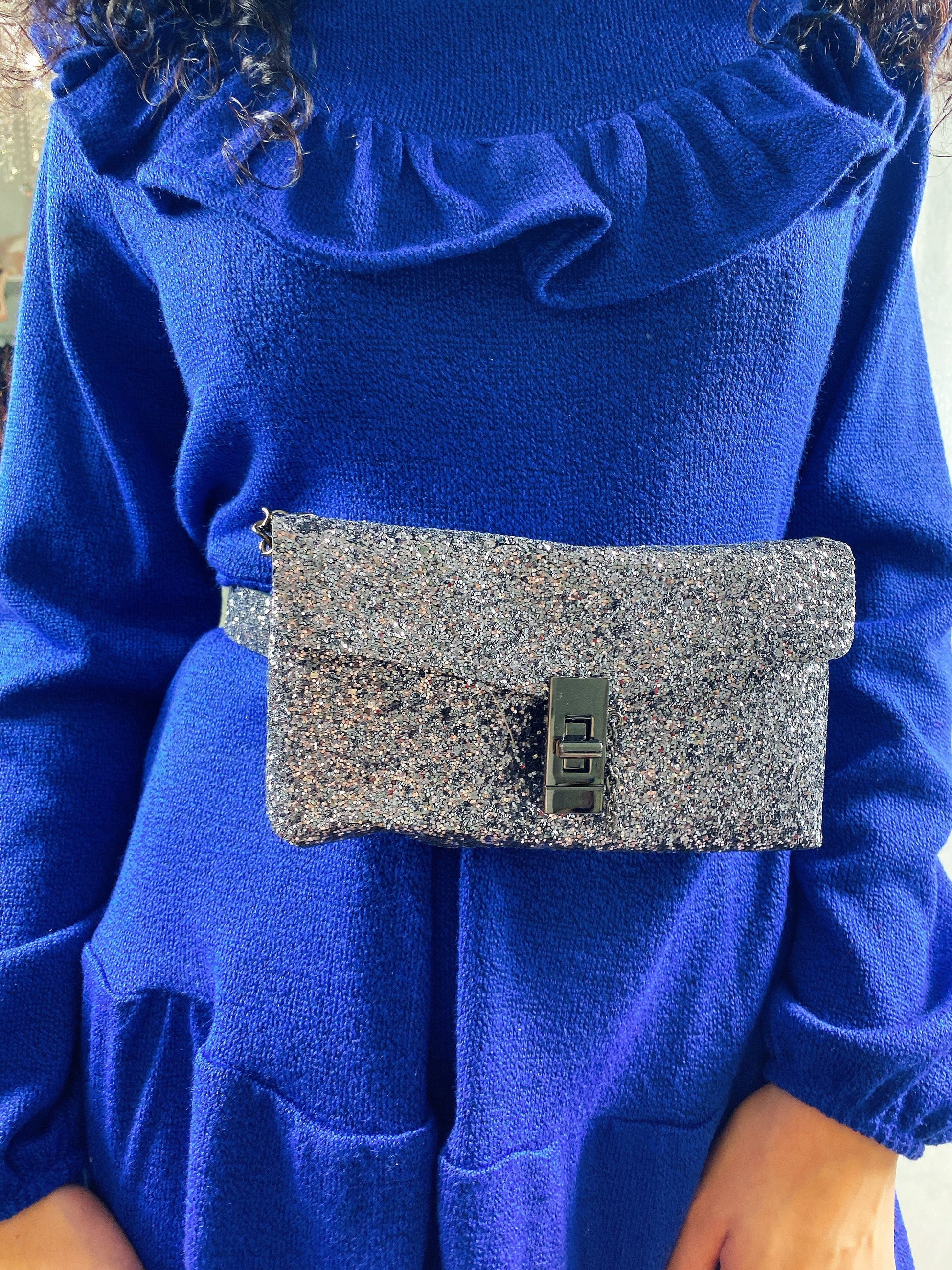 Marsupio glitter argento