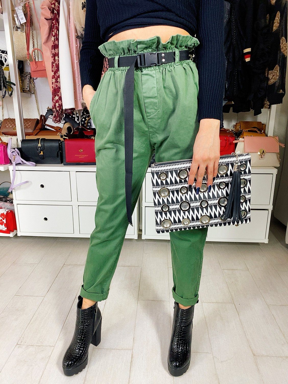 Pantalone street verde militare