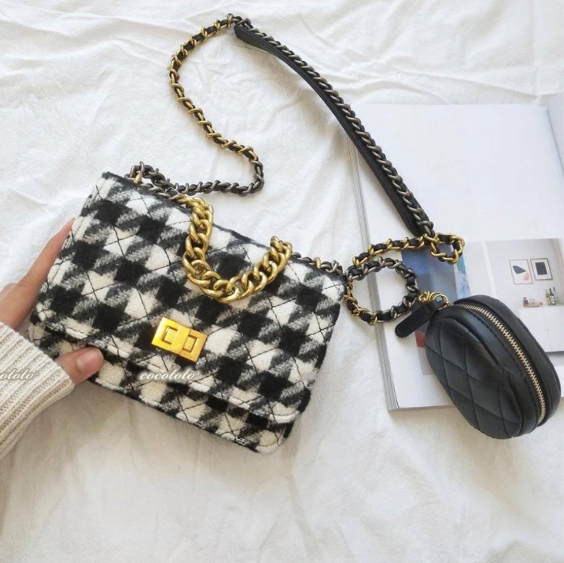 Pochette pied de poule con Borsellino
