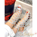 Sandalo a rete con strass